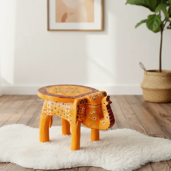 Orange_Wooden_Elephant_Stool_Design_For_Home_Decor_And_Gifts_Decorative_Showpiece
