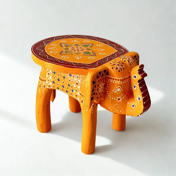 Orange_Wooden_Elephant_Stool_Design_For_Home_Decor_And_Gifts_Decorative_Showpiece