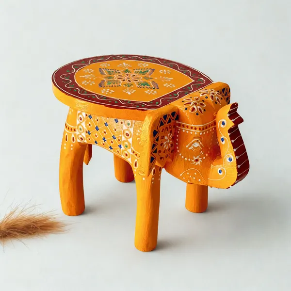 Orange_Wooden_Elephant_Stool_Design_For_Home_Decor_And_Gifts_Decorative_Showpiece