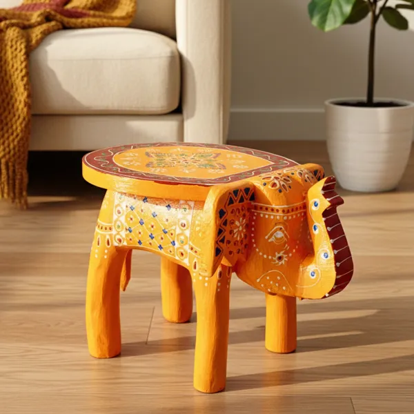 Orange_Wooden_Elephant_Stool_Design_For_Home_Decor_And_Gifts_Decorative_Showpiece
