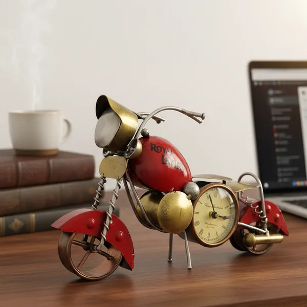 Red_And_Golden_Analog_Bike_Clock_For_Home_Decor