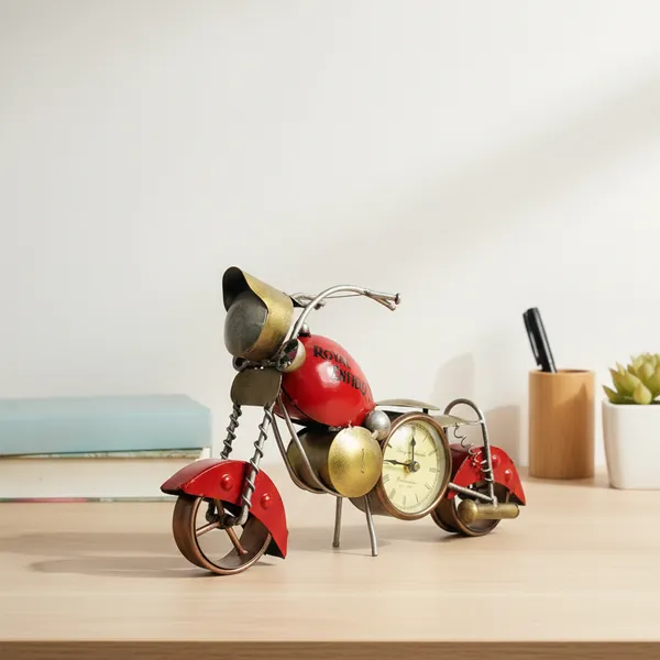 Red_And_Golden_Analog_Bike_Clock_For_Home_Decor