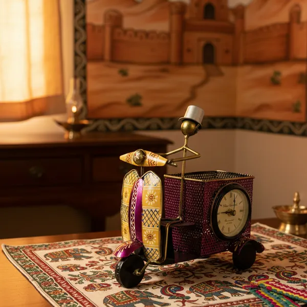 Multicolor_Analog_Auto_Rickshaw_Clock_Pen_Holder