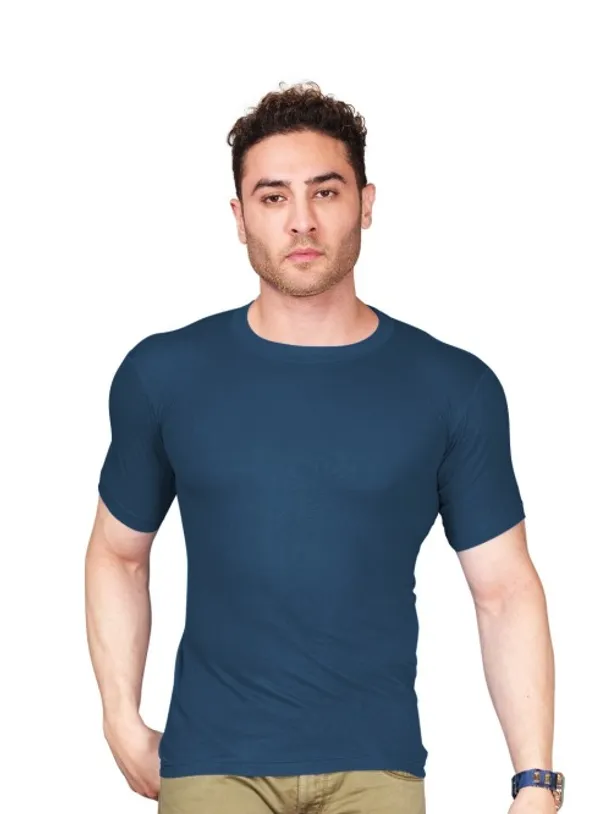 Navy_Blue_100%_Cotton_Short_Sleeve_Crew_Neck_T_Shirt_For_Men