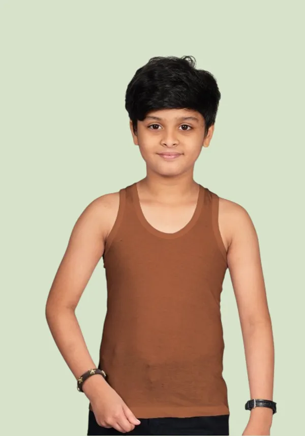 Brown_100%_Cotton_Sleeveless_Vest_For_Boys