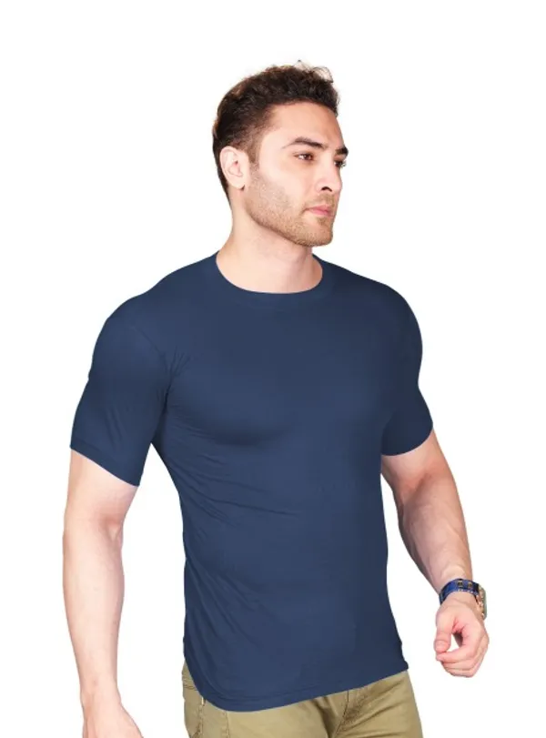 Blue_100%_Cotton_Half_Sleeve_Crew_Neck_T_Shirt_For_Men