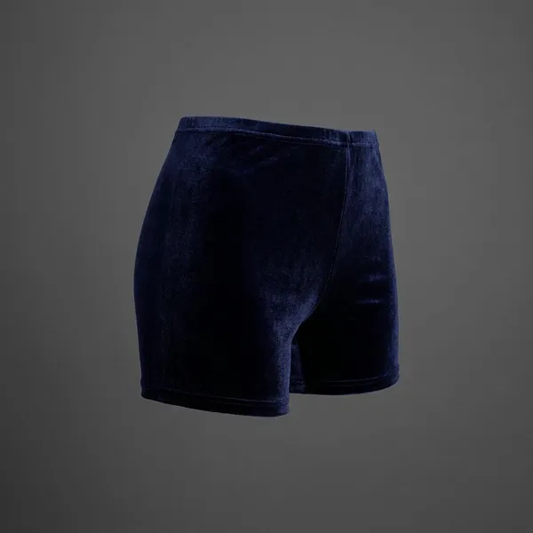 Blue_Spandex_Blend_Shorts_For_Women