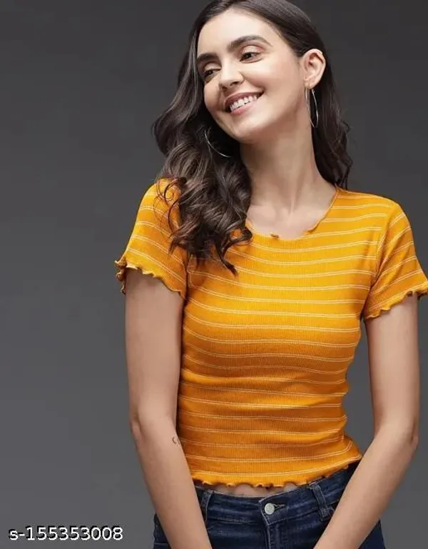 Yellow_And_Pink_Cotton_Blend_Girls_Tops_For_Women