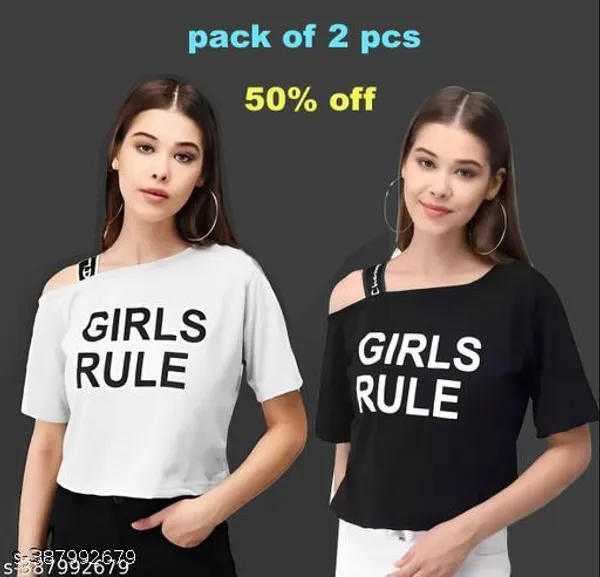 White_And_Black_Cotton_T_Shirt_For_Women