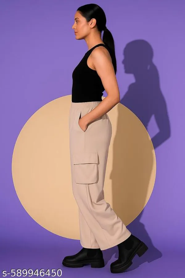 Beige_Cotton_Linen_Cargo_Pants_For_Women