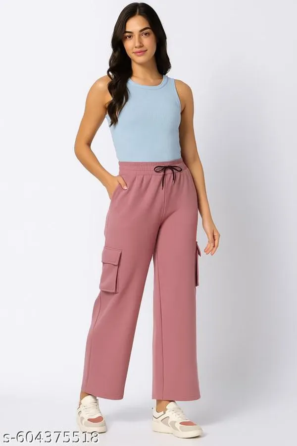 Blush_Pink_Poly_Cotton_Cargo_Pants_For_Women