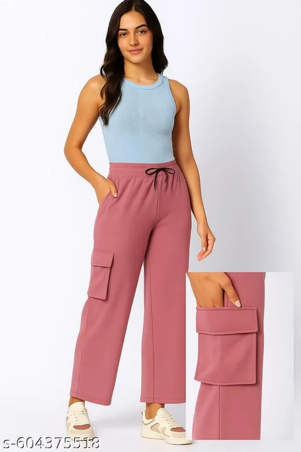 Blush_Pink_Poly_Cotton_Cargo_Pants_For_Women