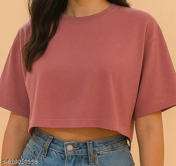 Maroon_Cotton_Crop_T_Shirt_For_Women