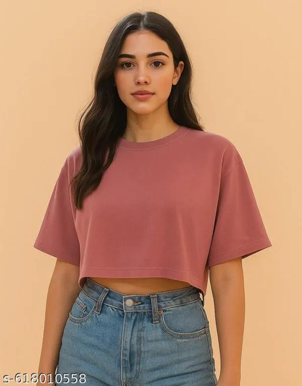 Maroon_Cotton_Crop_T_Shirt_For_Women