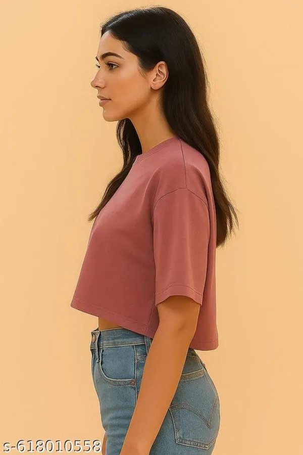 Maroon_Cotton_Crop_T_Shirt_For_Women