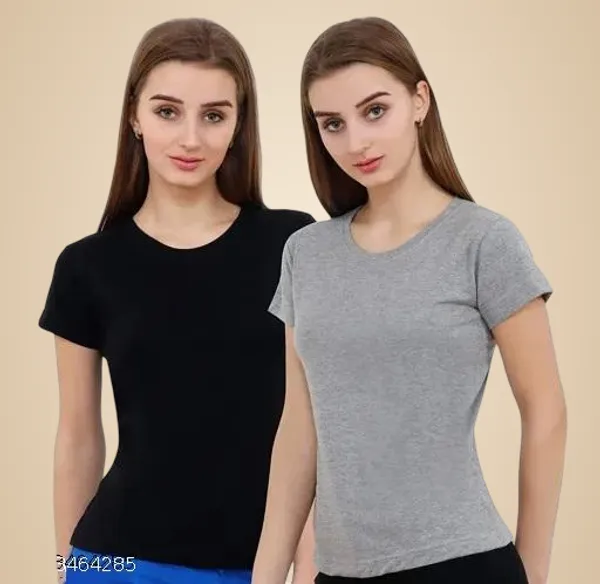 Multicolor_Cotton_Blend_T_Shirt_For_Women