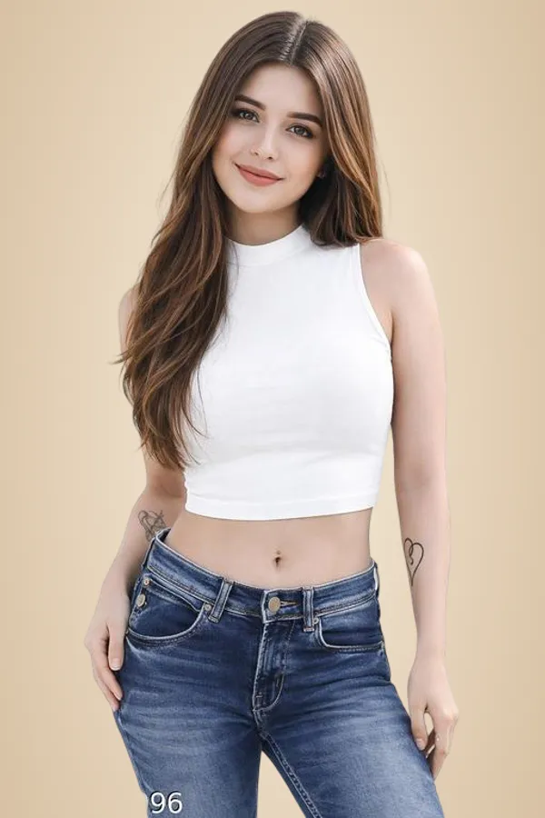 White_Cotton_Blend_Crop_Top_For_Women
