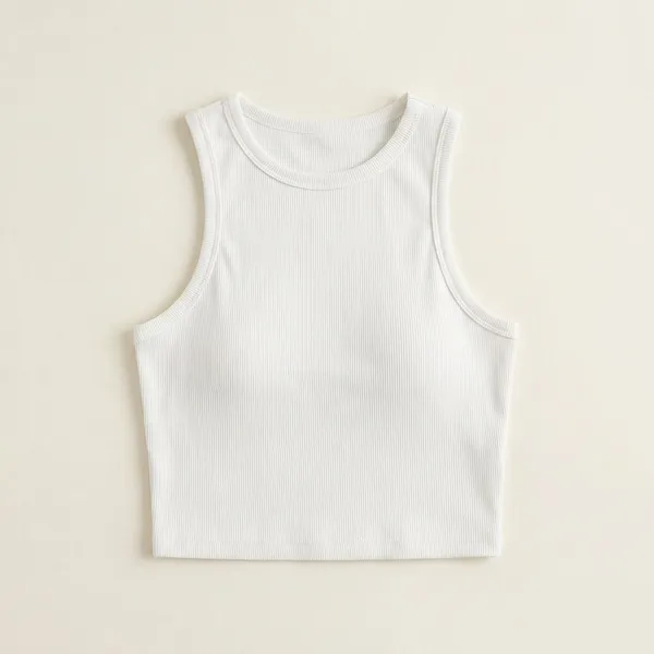 White_Polycotton_Crop_Top_For_Women