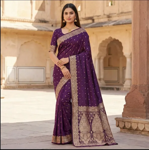 Violet_Rajvaibhav_Pure_Banarasi_Silk_Saree