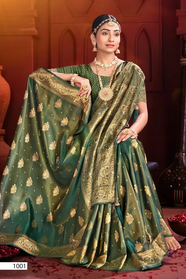 Green_Stellar_Shimmer_Swarovski_Silk_Saree