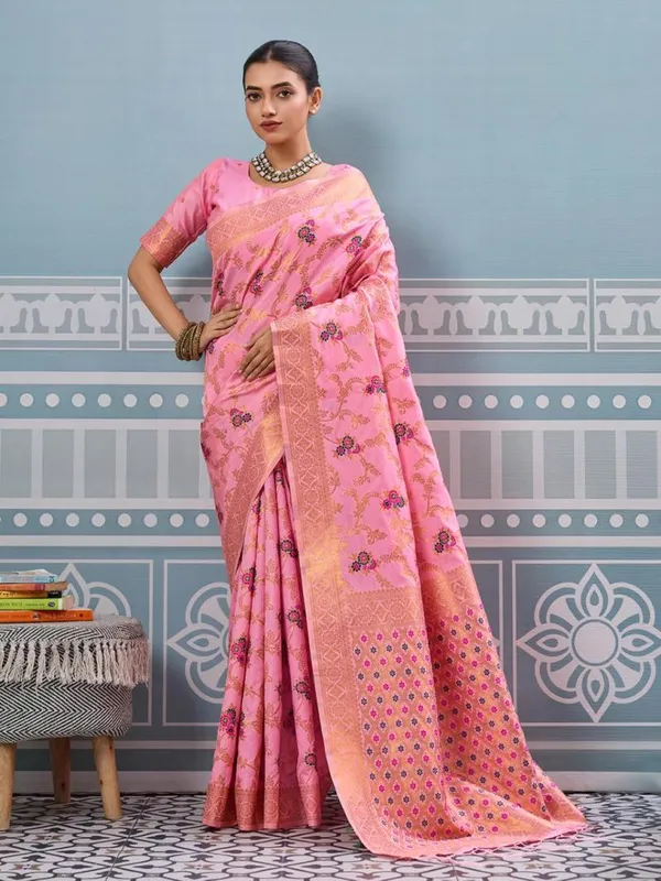 Pink_Latkan_Leher_Banarasi_Silk_Saree
