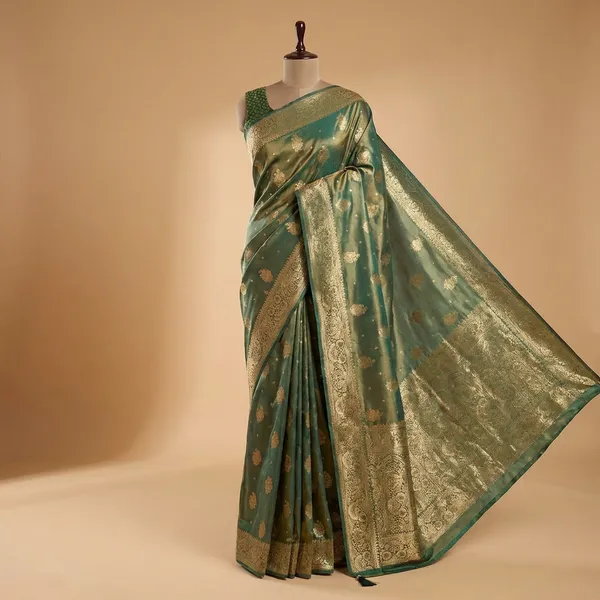 Green_Stellar_Shimmer_Swarovski_Silk_Saree