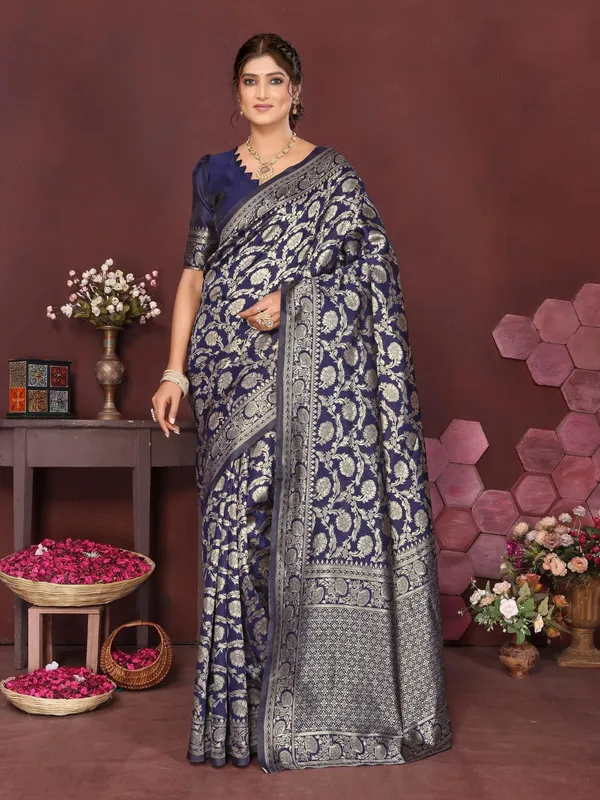 Navy_Blue_Veda_Zari_Legacy_Banarasi_Saree