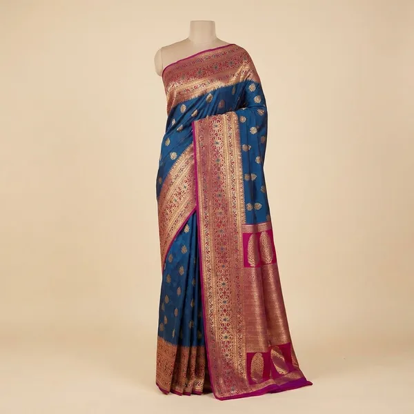 Blue_and_Pink_Rajvanshi_Elegance_Banarasi_Silk_Saree