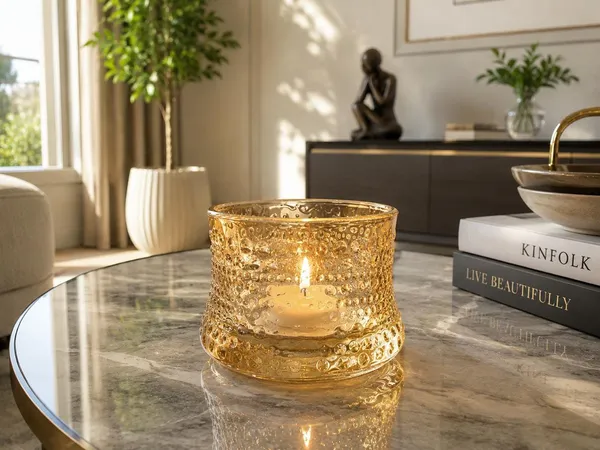 Golden_Tinted_Crystal_Tealight_Holder_and_4_scented_Tealights