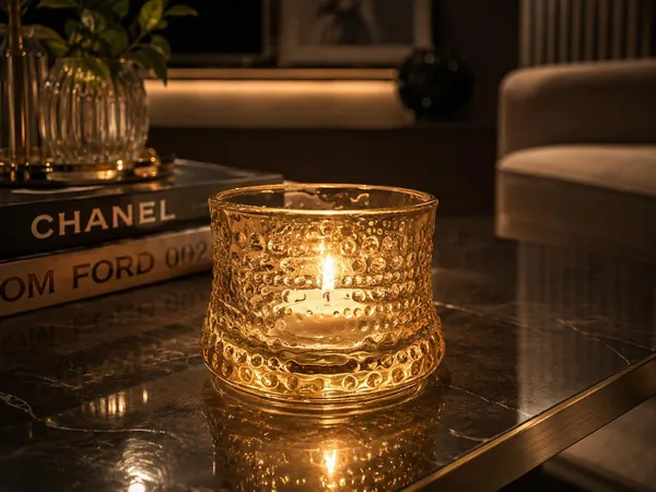 Golden_Tinted_Crystal_Tealight_Holder_and_4_scented_Tealights