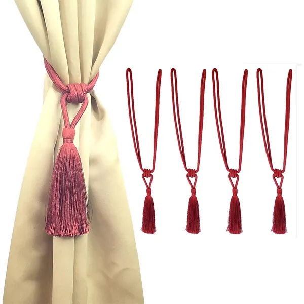 Polyester_Curtain_Tieback_with_Tassel_Small_Cute_Size_2PK_Col._225DULLRED