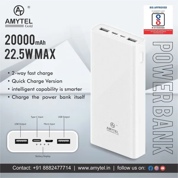 White_Lithium_Ion_Micro_Power_Bank_For_Mobile_Tablet_Smartwatch_Trimmer