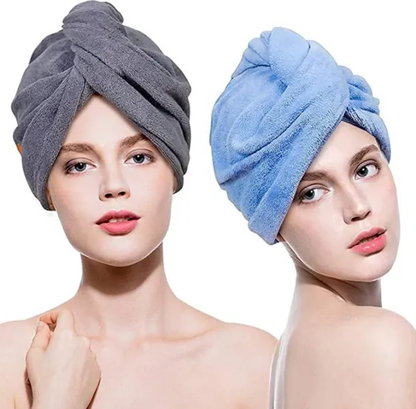 Pack_Of_2_Blue_And_Grey_Hair_Towel_Wrap_Quick_Dry_Microfiber_Hair_Turban_With_Elastic_Loop_Super_Absorbent_Hair_Drying_Towel_For_Women_&_Girls