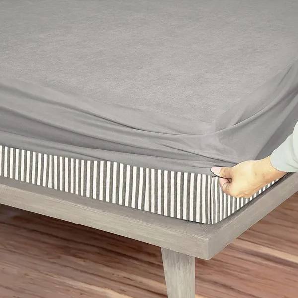 Grey_Terry_Cotton_100%_Waterproof_Mattress_Protector_With_Tpu_Waterproof_Layer_Protects_Mattress_From_Spills,_Stains,_Dust_&_Allergens
