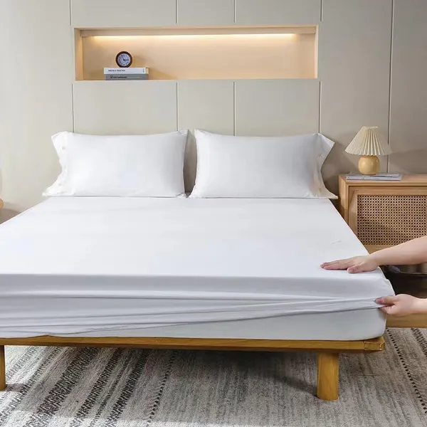 White_Terry_Cotton_100%_Waterproof_Mattress_Protector_With_Tpu_Waterproof_Layer_Protects_Mattress_From_Spills,_Stains,_Dust_&_Allergens