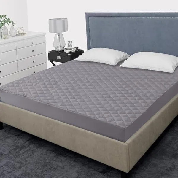 Grey_Cotton_Quilted_100%_Waterproof_Mattress_Protector_With_Waterproof_Backing_,Breathable_Hypoallergenic_Noiseless_Ultra_Soft_Fitted_Bed_Protector
