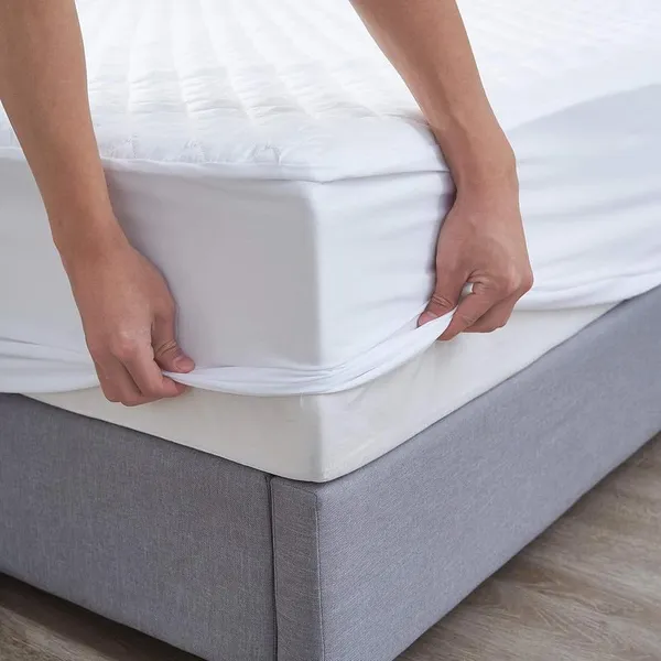 White_Cotton_Quilted_100%_Waterproof_Mattress_Protector_With_Waterproof_Backing_,Breathable_Hypoallergenic_Noiseless_Ultra_Soft_Fitted_Bed_Protector