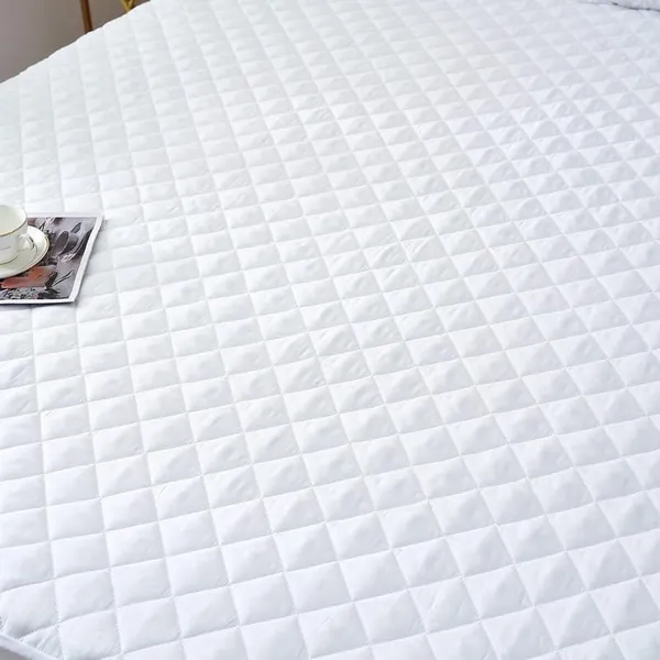 White_Cotton_Quilted_100%_Waterproof_Mattress_Protector_With_Waterproof_Backing_,Breathable_Hypoallergenic_Noiseless_Ultra_Soft_Fitted_Bed_Protector