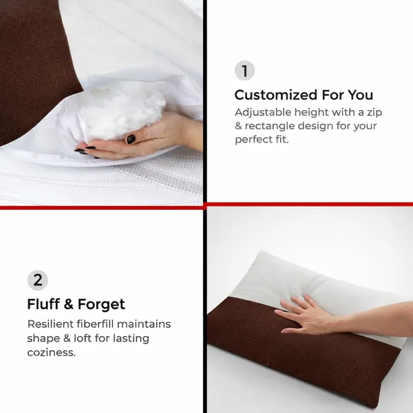 White_&_Brown_Dual_Color_Hollow_Microfiber_Sleeping_Pillow_|_Height_Adjustable_|_Soft_&_Fluffy_With_Soft_Hotel-Like_Comfort_|_27_x_17_Inch_|_Pack_of_2_