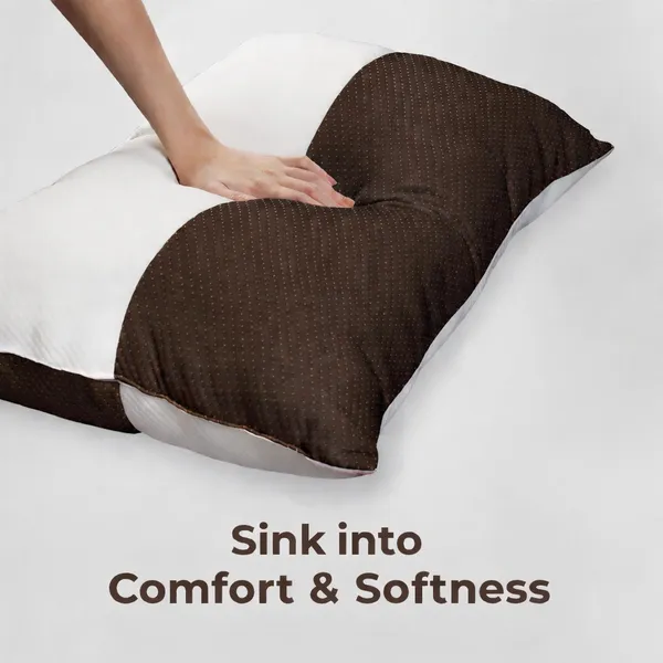 White_&_Brown_Dual_Color_Hollow_Microfiber_Sleeping_Pillow_|_Height_Adjustable_|_Soft_&_Fluffy_With_Soft_Hotel-Like_Comfort_|_27_x_17_Inch_|_Pack_of_2_
