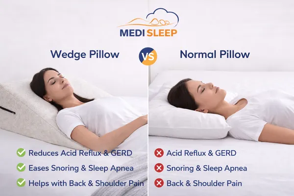 White_And_Cream_Wedge_Pillow_With_High_Density_Memory_Foam_&_Knitted_Cotton_Breathable_Removable_Cover_For_Back_Support,_Acid_Reflux_Relief,_GERD_Support,_Leg_Elevation_