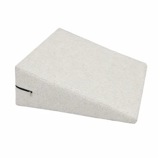 White_And_Cream_Wedge_Pillow_With_High_Density_Memory_Foam_&_Knitted_Cotton_Breathable_Removable_Cover_For_Back_Support,_Acid_Reflux_Relief,_GERD_Support,_Leg_Elevation_