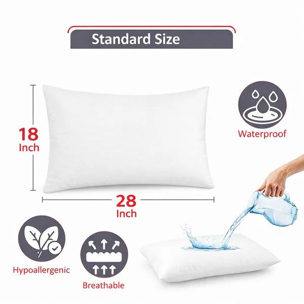 White_Terry_Cotton_Pillow_Cover_With_Waterproof_Membrane_Protects_Pillow_From_Bed_Bugs,_Dust_Mites_&_Liquid_Spills_(Pack_of_2)