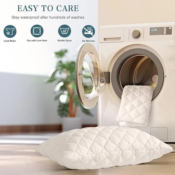 White_Medisleep_Waterproof_Quilted_Pillow_Protector_Cover_220_GSM_Soft_Cotton_Quilted_Pillow_Cover_Protector_with_Zippered_Closure,_Protection_Against_Water_Spills_&_Allergens_|_Pack_of_2