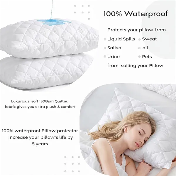 White_Medisleep_Waterproof_Quilted_Pillow_Protector_Cover_220_GSM_Soft_Cotton_Quilted_Pillow_Cover_Protector_with_Zippered_Closure,_Protection_Against_Water_Spills_&_Allergens_|_Pack_of_2