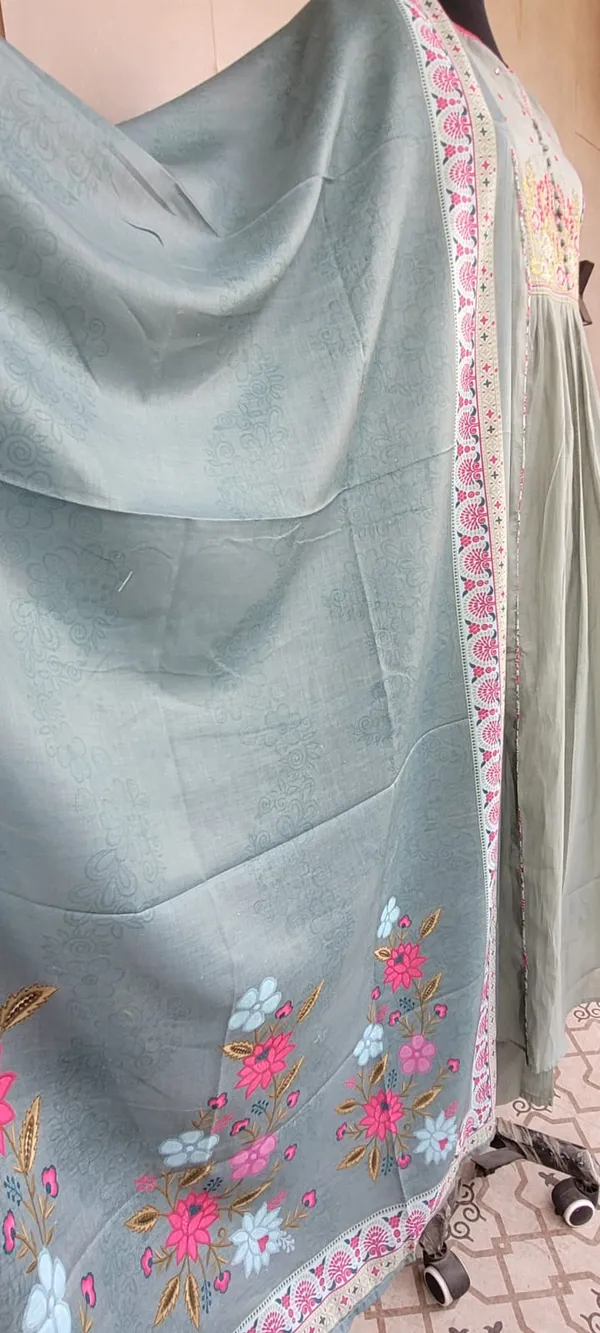 Olive_Green_Mul_Chanderi_Embroidered_Stitched_Suit_For_Women