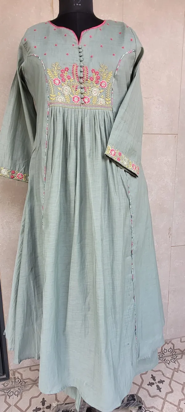 Olive_Green_Mul_Chanderi_Embroidered_Stitched_Suit_For_Women