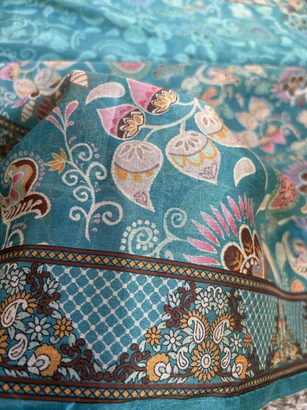 Teal_Green_Tussar_Silk_Hand_Embroidered_Unstitched_Women_Suit_For_Women