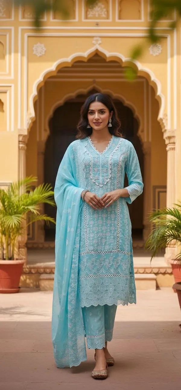 Aqua_Blue_Mulmul_Chikankari_Embroidered_Straight_Stitched_Suit