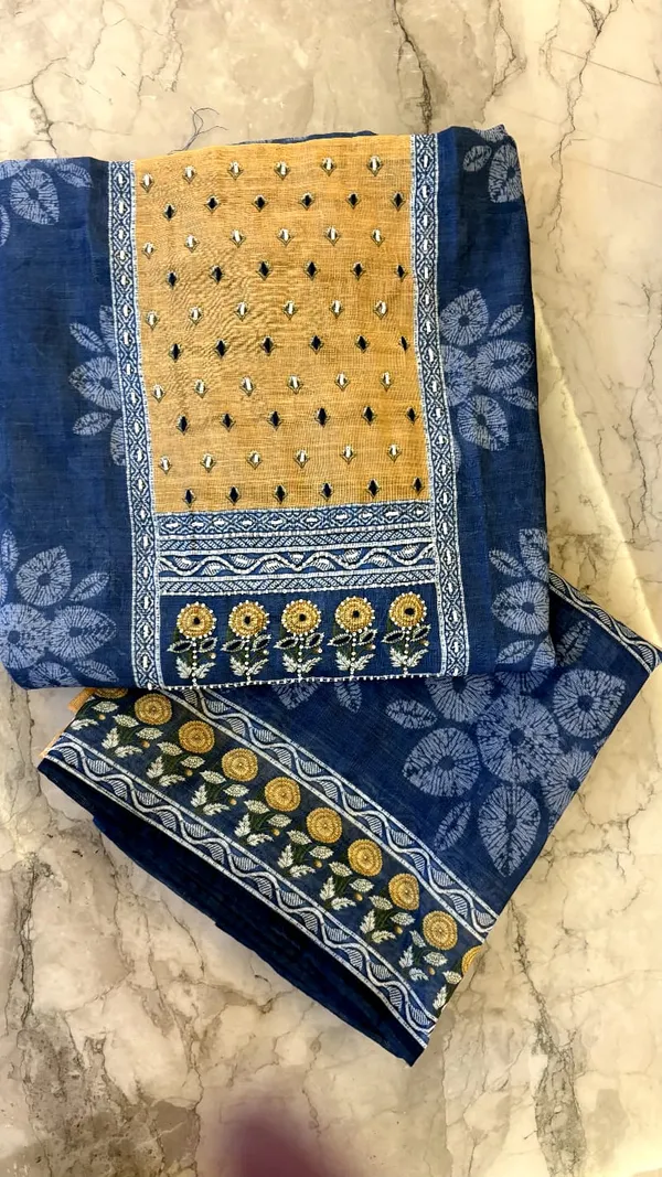 Blue_And_Mustard_Kota_Embroidered_Unstitched_Suit_For_Women